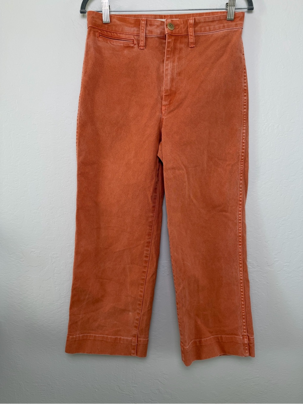 Madewell Emmet High Rise Canvas Cropped Wide Leg Pants Burnt Orange 28